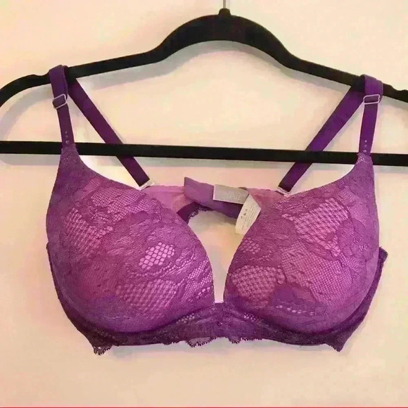 Victoria’s Secret Purple Lace Biofit Push Up Bra 34D - Picture 1 of 4